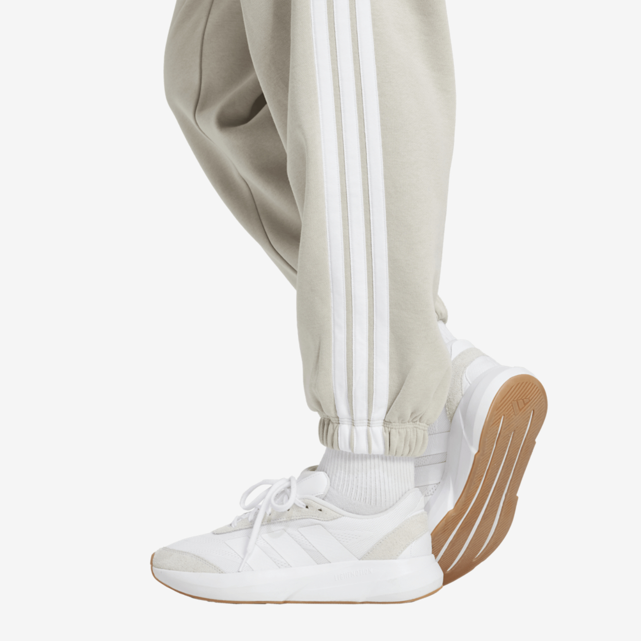 adidas Essentials 3-Stripes Fleece Loose Pants Image 3 of 4. Tap to open photo gallery.