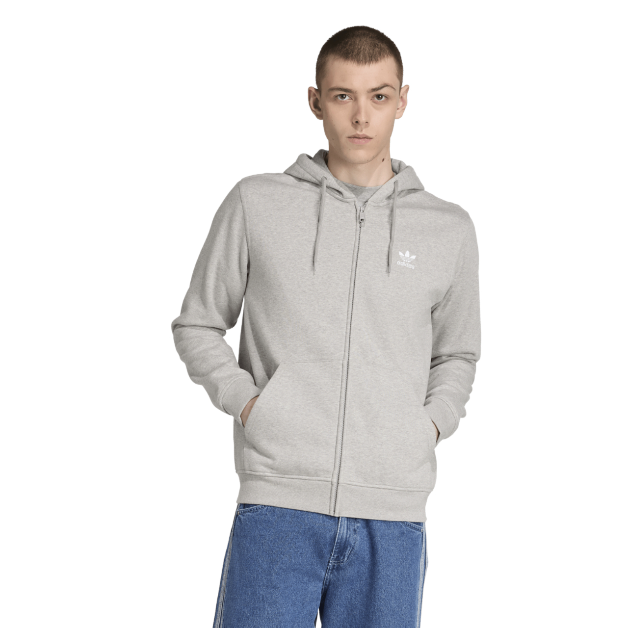 adidas Originals ESS Full-Zip Hoodie Image 1 of 6. Tap to open photo gallery.