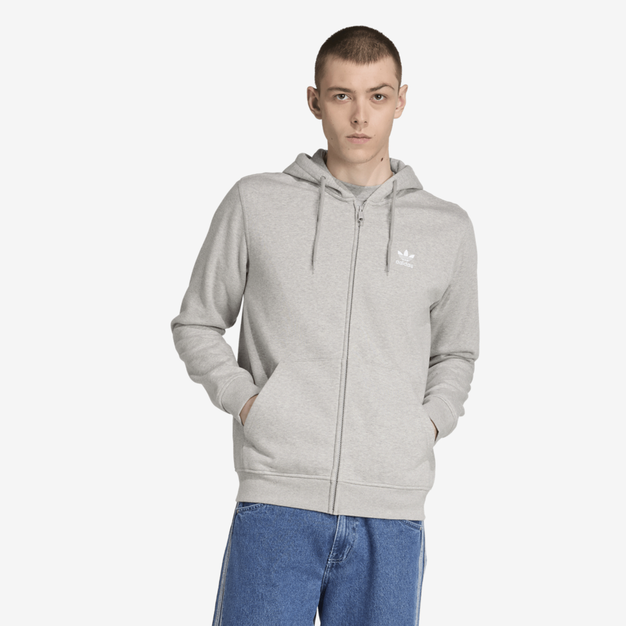 adidas Originals ESS Full-Zip Hoodie Image 1 of 6. Tap to open photo gallery.