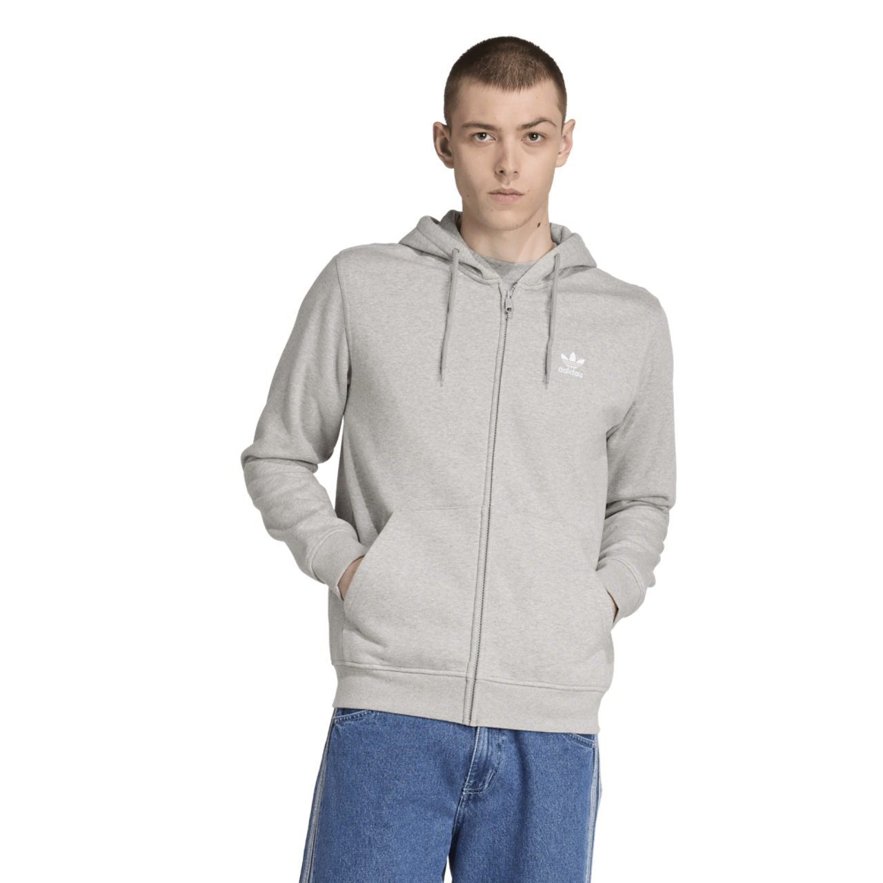 adidas Originals ESS Full-Zip Hoodie Image 1 of 6. Tap to open photo gallery.