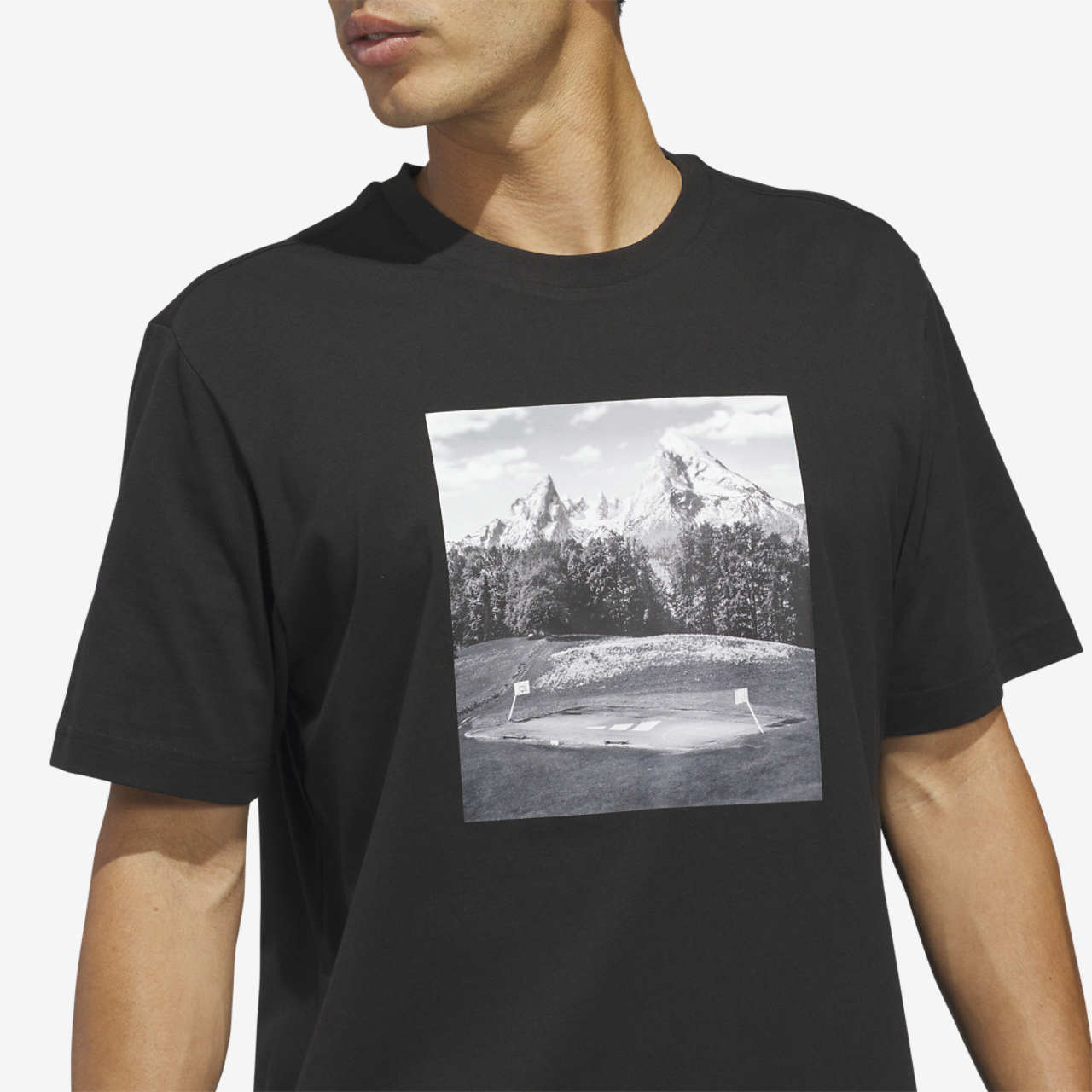 adidas Hoop Sanctuary Graphic T-Shirt Image 3 of 6. Tap to open photo gallery.