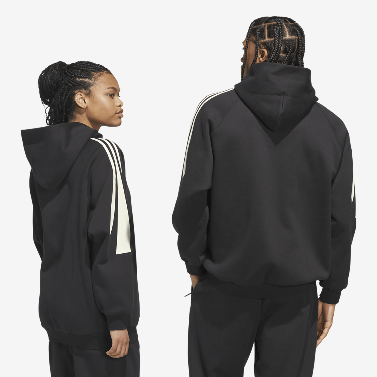 adidas Basketball 3-Stripes Fleece Hoodie Image 2 of 4. Tap to open photo gallery.