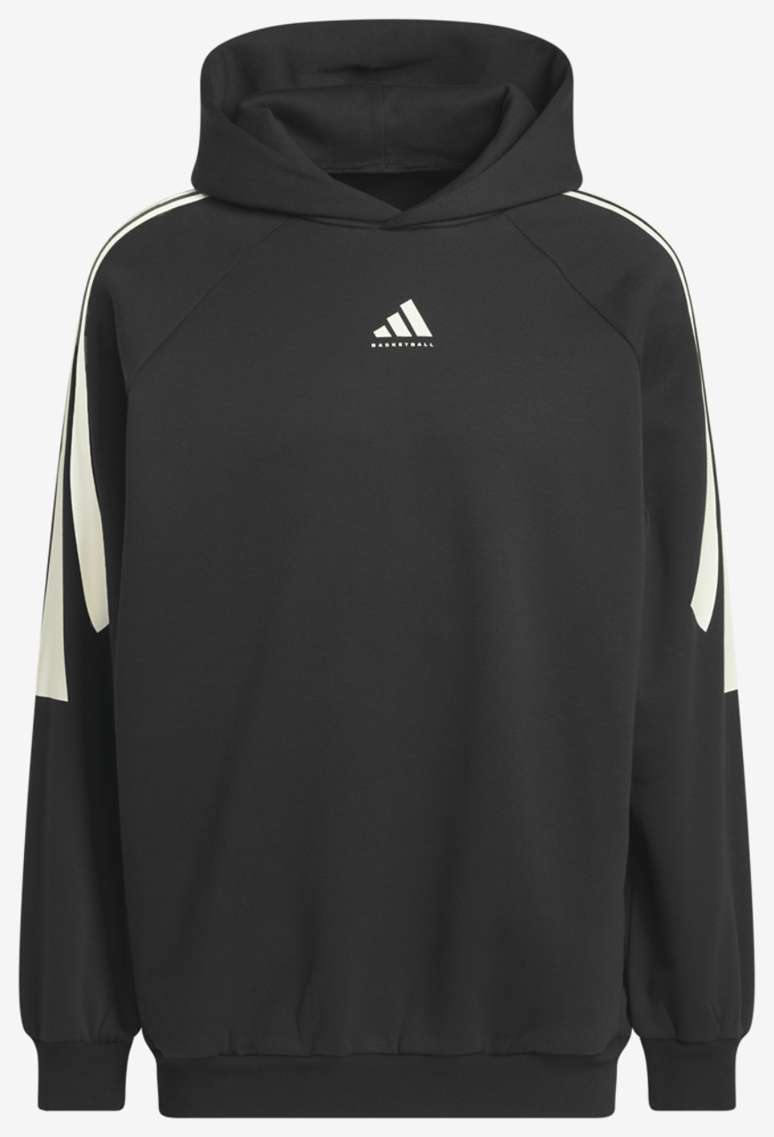 adidas Basketball 3-Stripes Fleece Hoodie Image 4 of 4. Tap to open photo gallery.