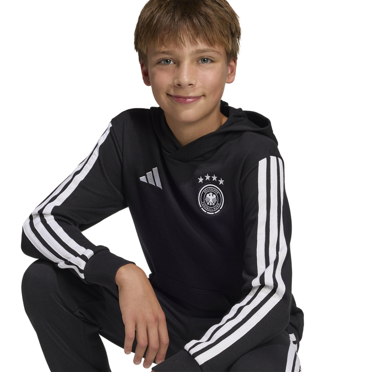 adidas Germany Dna Hoodie Kids Image 3 of 6. Tap to open photo gallery.
