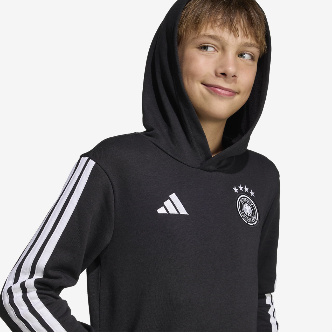 adidas Germany Dna Hoodie Kids Image 4 of 6. Tap to open photo gallery.