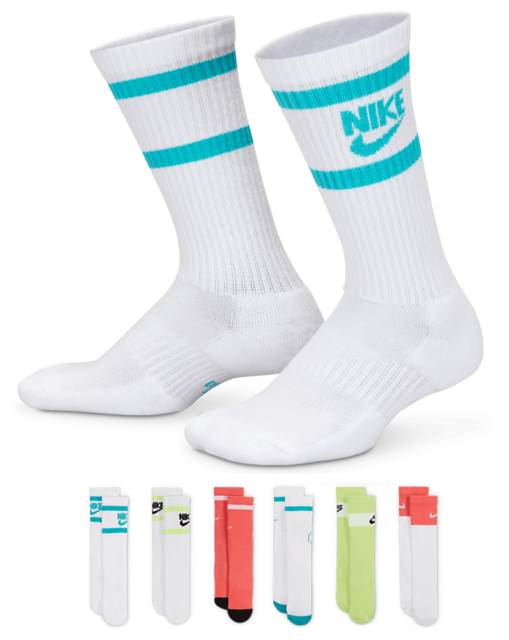 Nike 6 Pack Cushioned Crew Socks Image 1 of 4. Tap to open photo gallery.