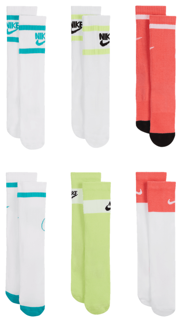 Nike 6 Pack Cushioned Crew Socks Image 2 of 4. Tap to open photo gallery.