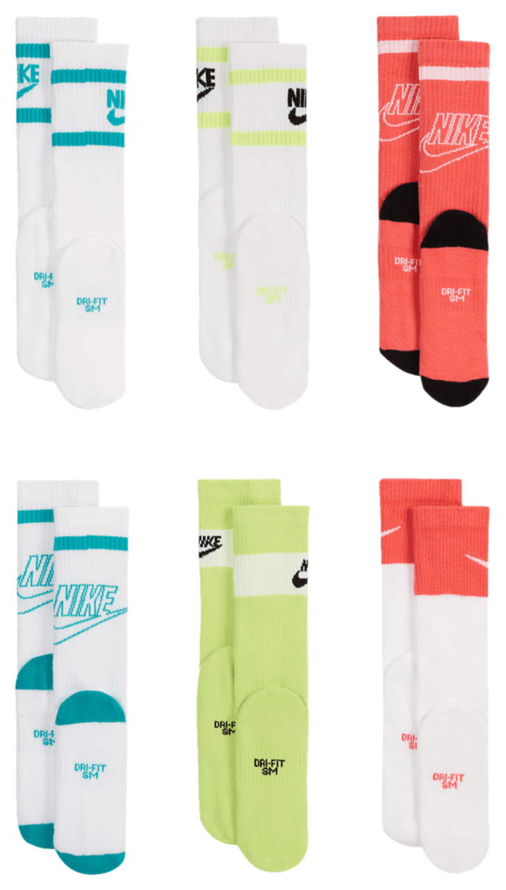 Nike 6 Pack Cushioned Crew Socks Image 3 of 4. Tap to open photo gallery.