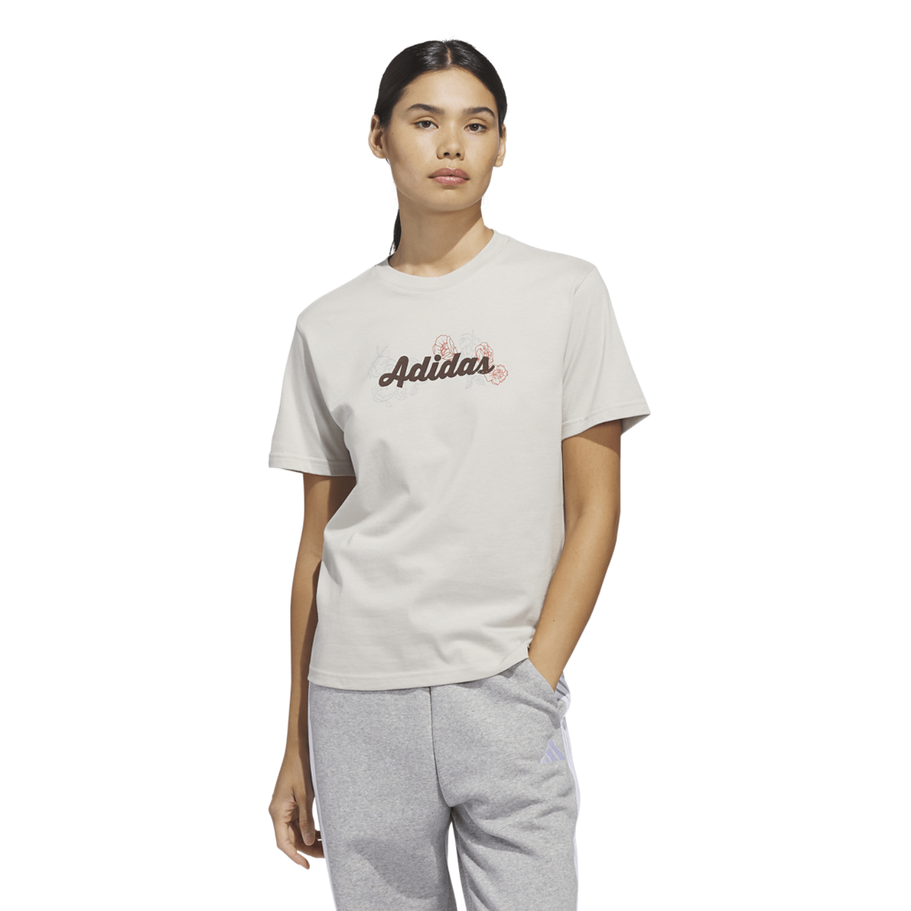 adidas Wester Florals Graphic T-Shirt Image 1 of 6. Tap to open photo gallery.