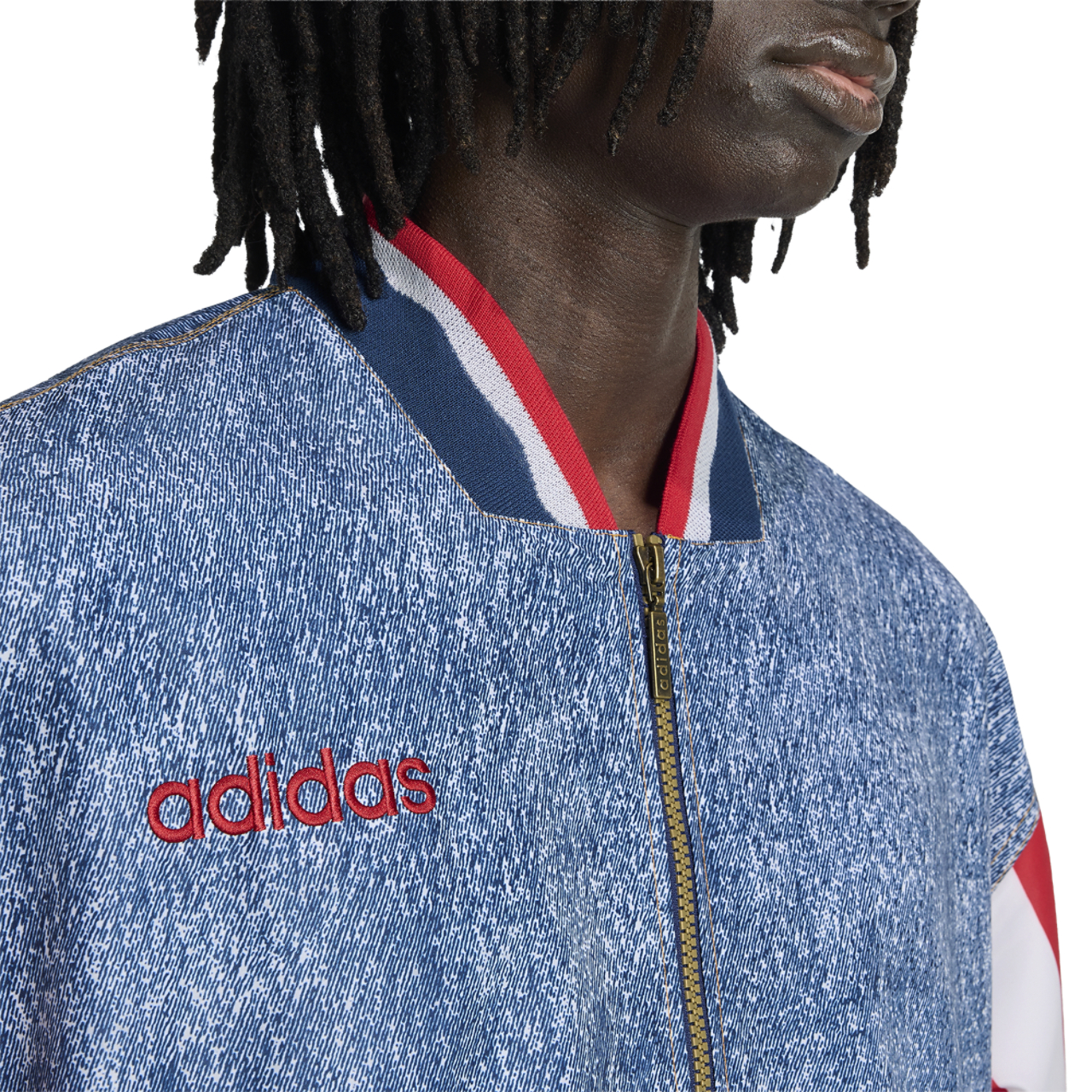 adidas US Denim Graphic Jacket Image 3 of 6. Tap to open photo gallery.