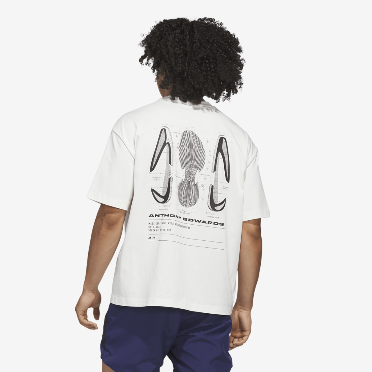 adidas Anthony Edwards Schematic T-Shirt  Image 2 of 5. Tap to open photo gallery.