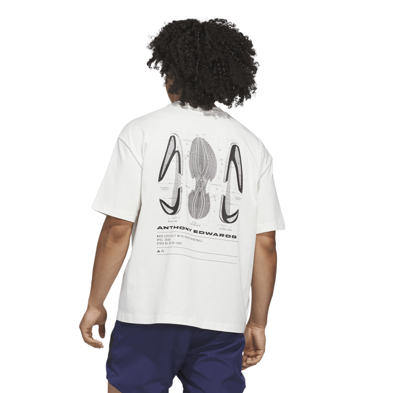 adidas Anthony Edwards Schematic T-Shirt  Image 2 of 5. Tap to open photo gallery.