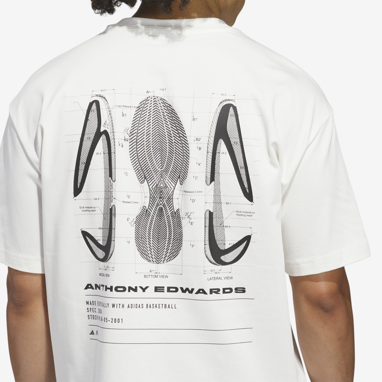 adidas Anthony Edwards Schematic T-Shirt  Image 4 of 5. Tap to open photo gallery.
