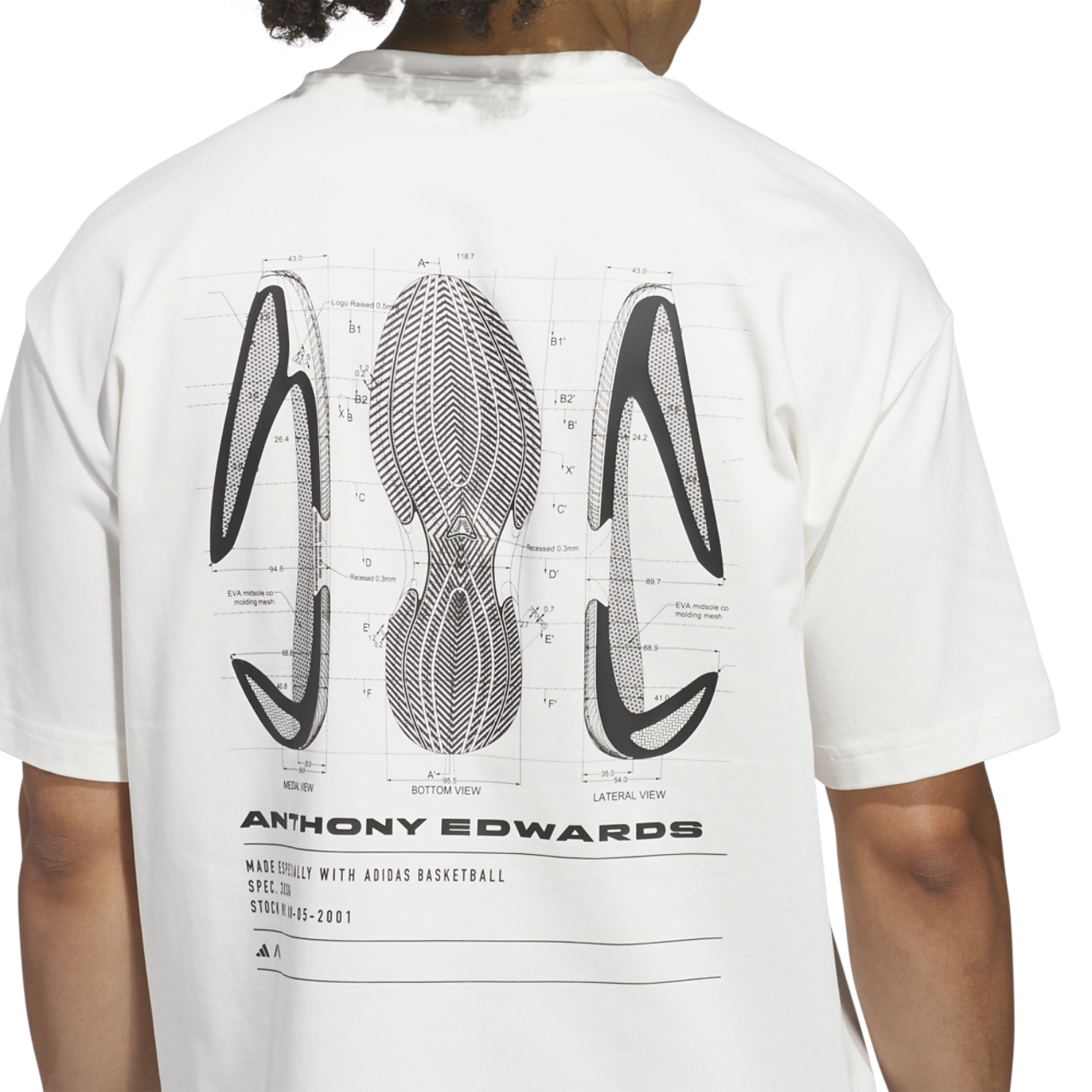 adidas Anthony Edwards Schematic T-Shirt  Image 4 of 5. Tap to open photo gallery.