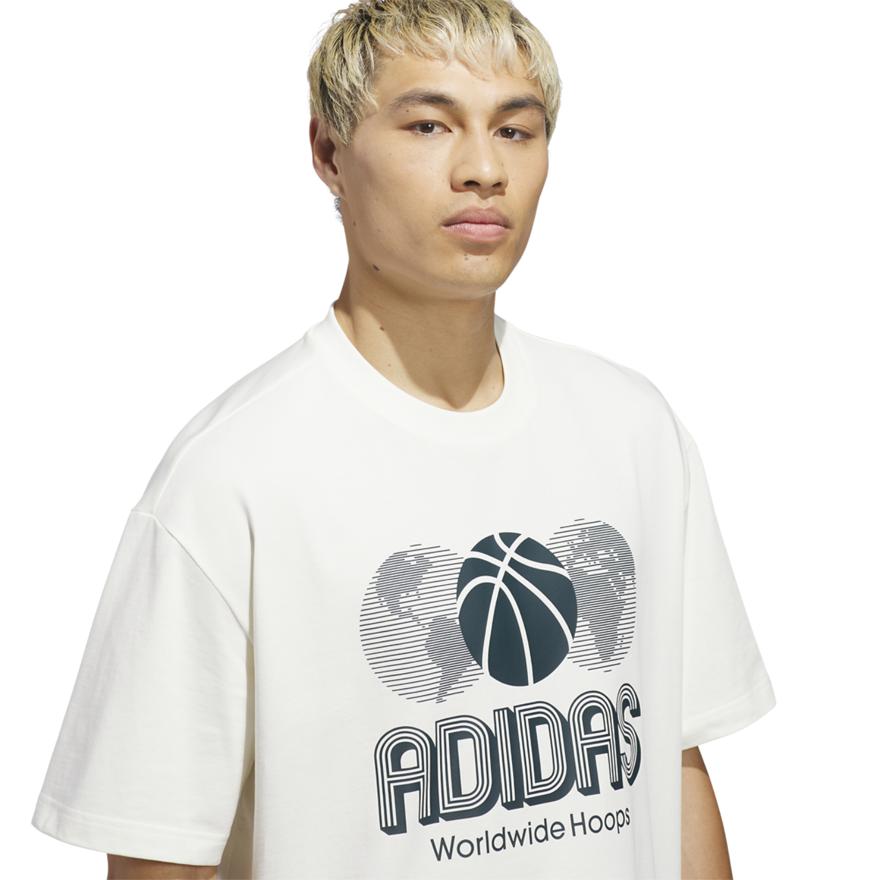 adidas Worldwide Hoops Logo Graphic Basketball T-Shirt Image 3 of 6. Tap to open photo gallery.
