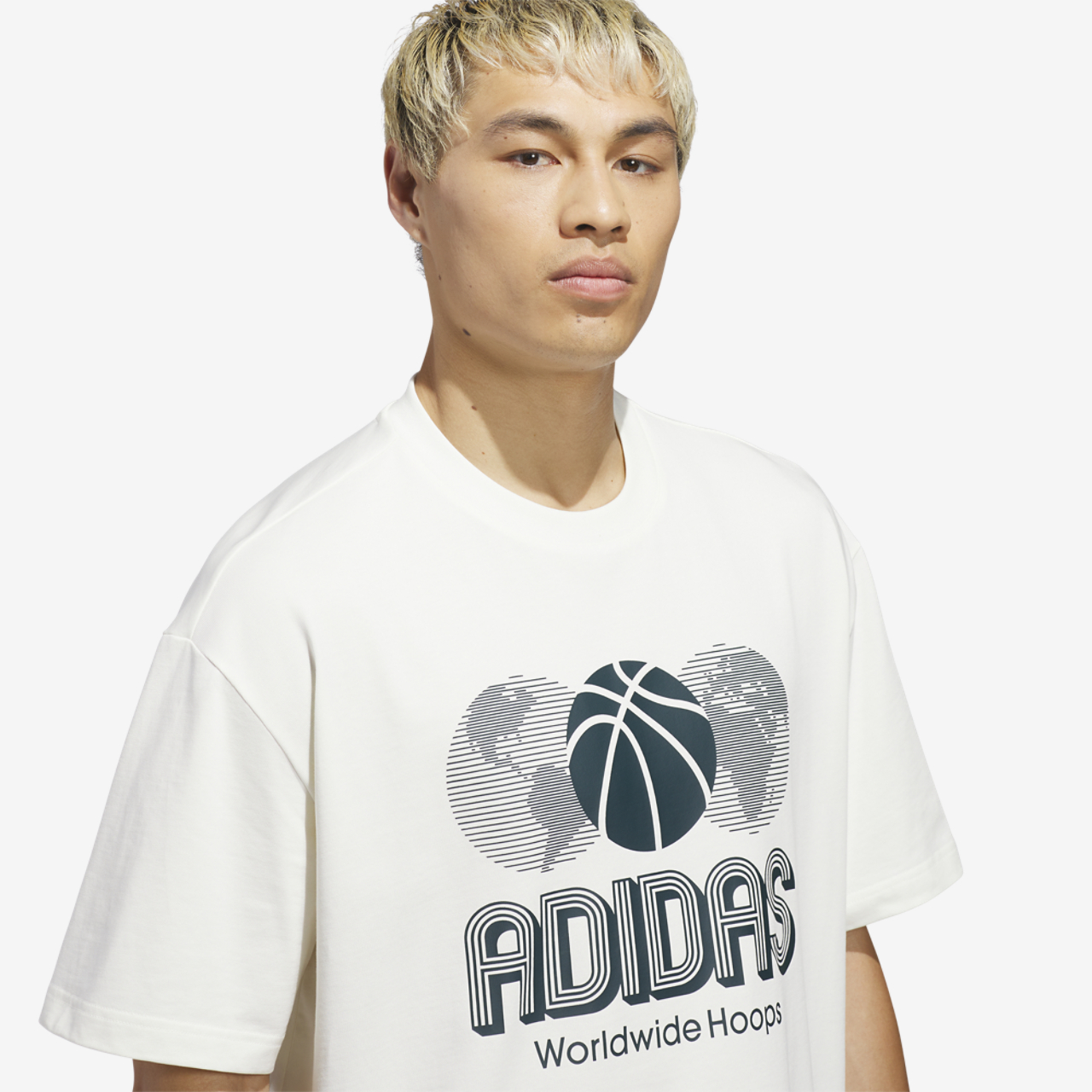adidas Worldwide Hoops Logo Graphic Basketball T-Shirt Image 3 of 6. Tap to open photo gallery.