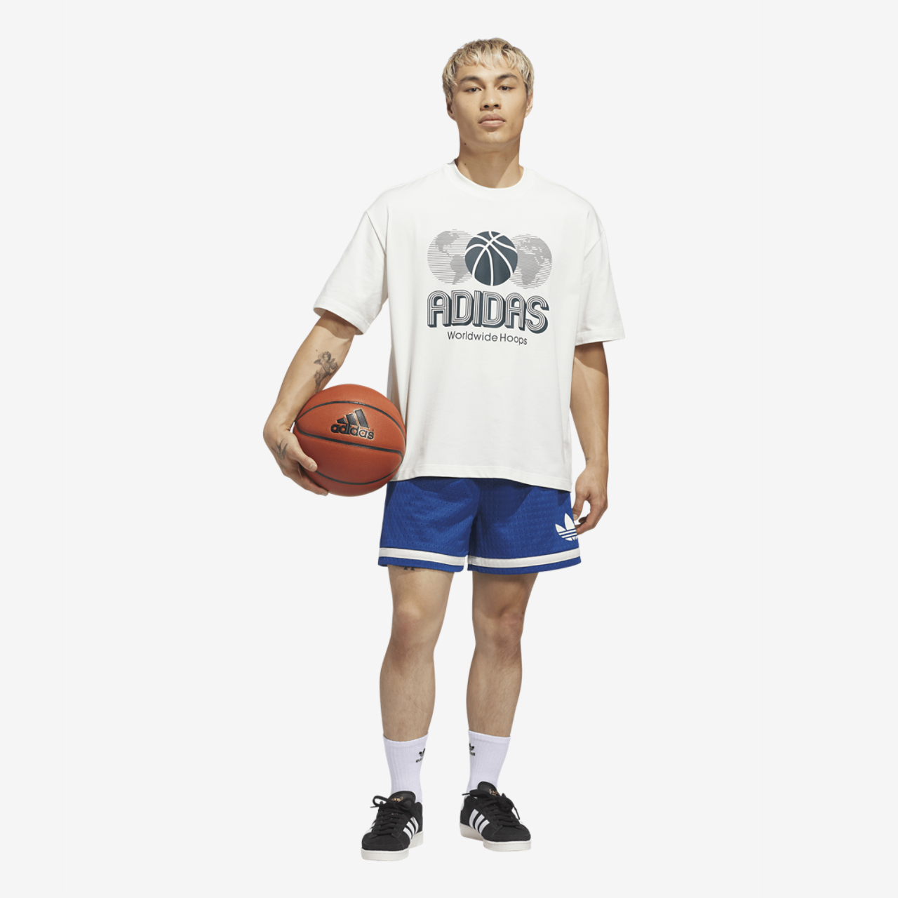 adidas Worldwide Hoops Logo Graphic Basketball T-Shirt Image 5 of 6. Tap to open photo gallery.