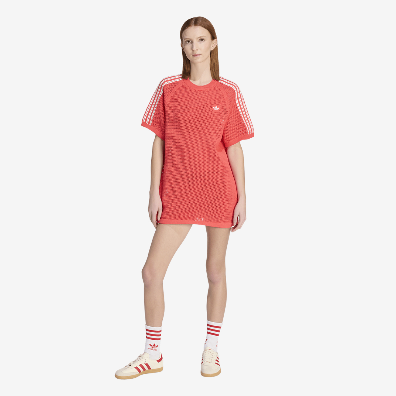 adidas Originals Knitted Crochet Dress Image 1 of 6. Tap to open photo gallery.