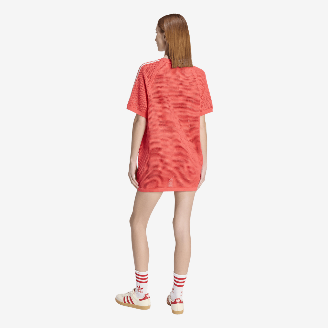 adidas Originals Knitted Crochet Dress Image 2 of 6. Tap to open photo gallery.