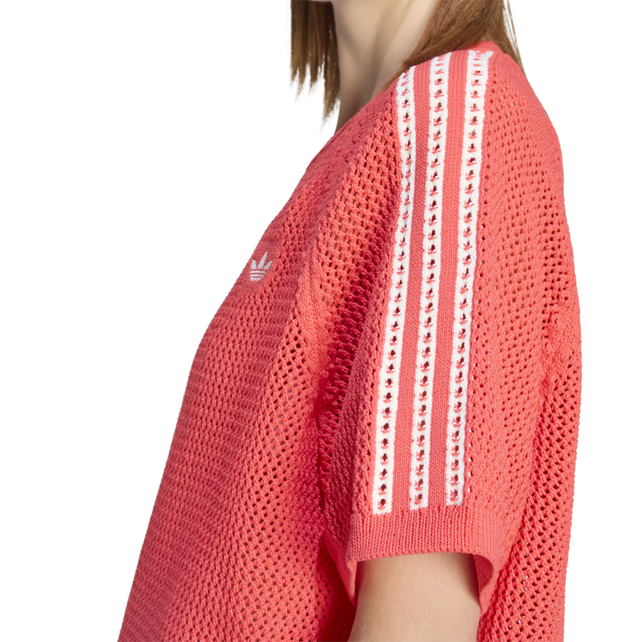 adidas Womens Originals Knitted Crochet Dress - Semi Lucid Red Size XS