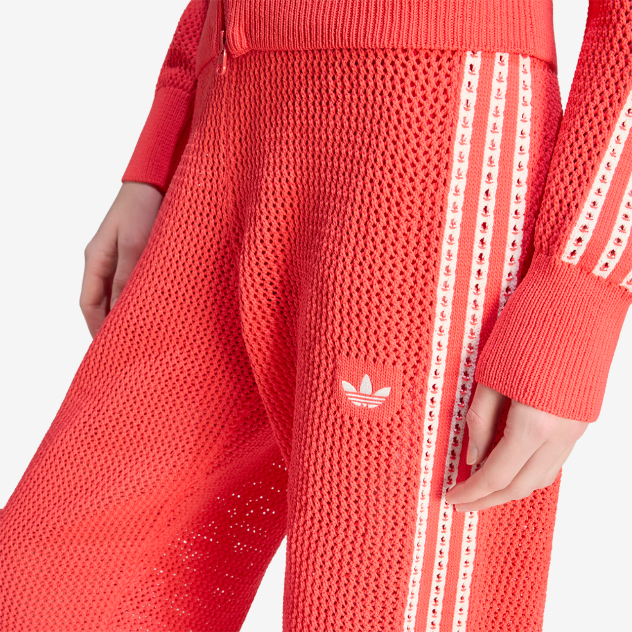 adidas Originals Knitted Crochet Firebird Track Pants Image 3 of 6. Tap to open photo gallery.