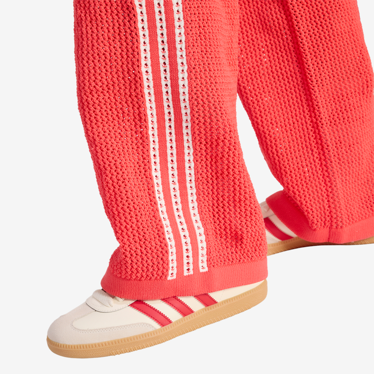 adidas Originals Knitted Crochet Firebird Track Pants Image 4 of 6. Tap to open photo gallery.