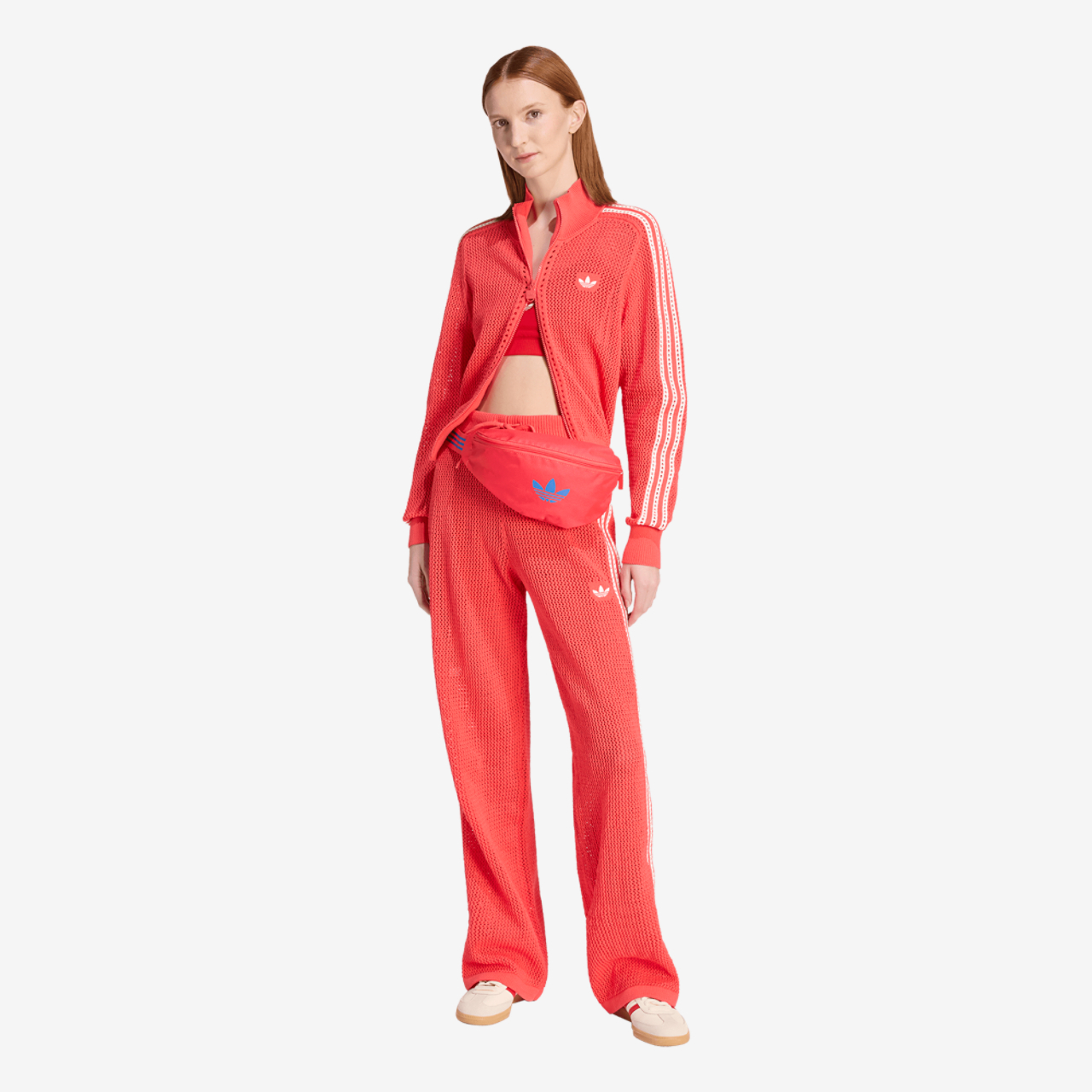 adidas Originals Knitted Crochet Firebird Track Pants Image 5 of 6. Tap to open photo gallery.