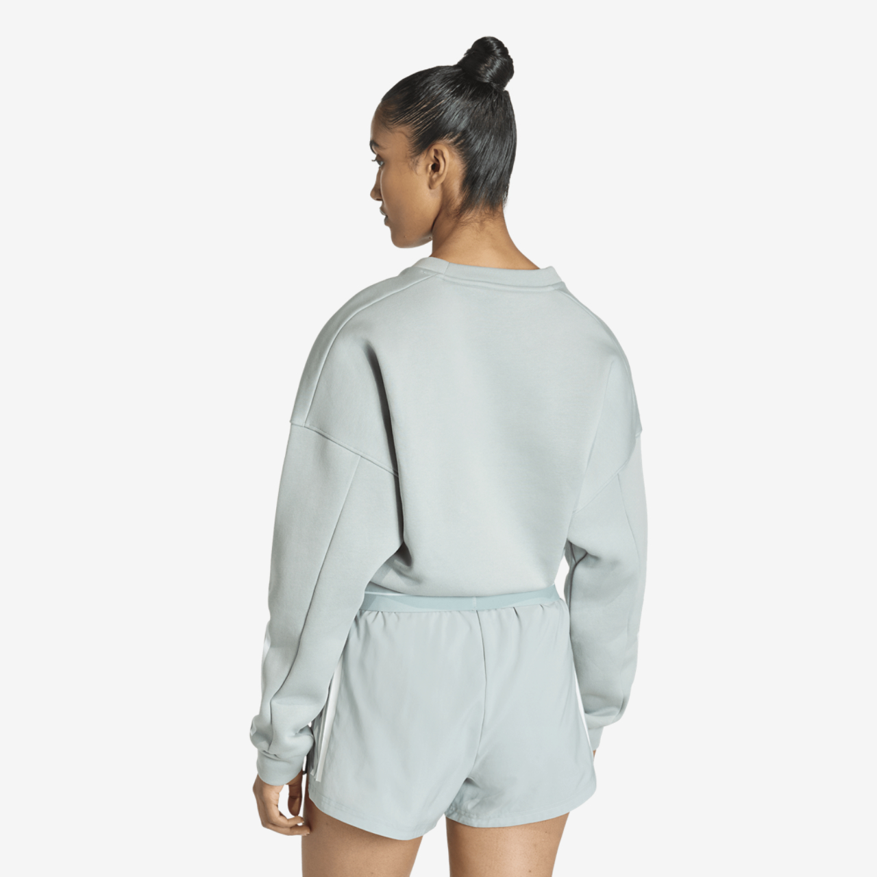 adidas Hyperglam 3 Stripe Training Cropped Crew Sweater Image 2 of 6. Tap to open photo gallery.