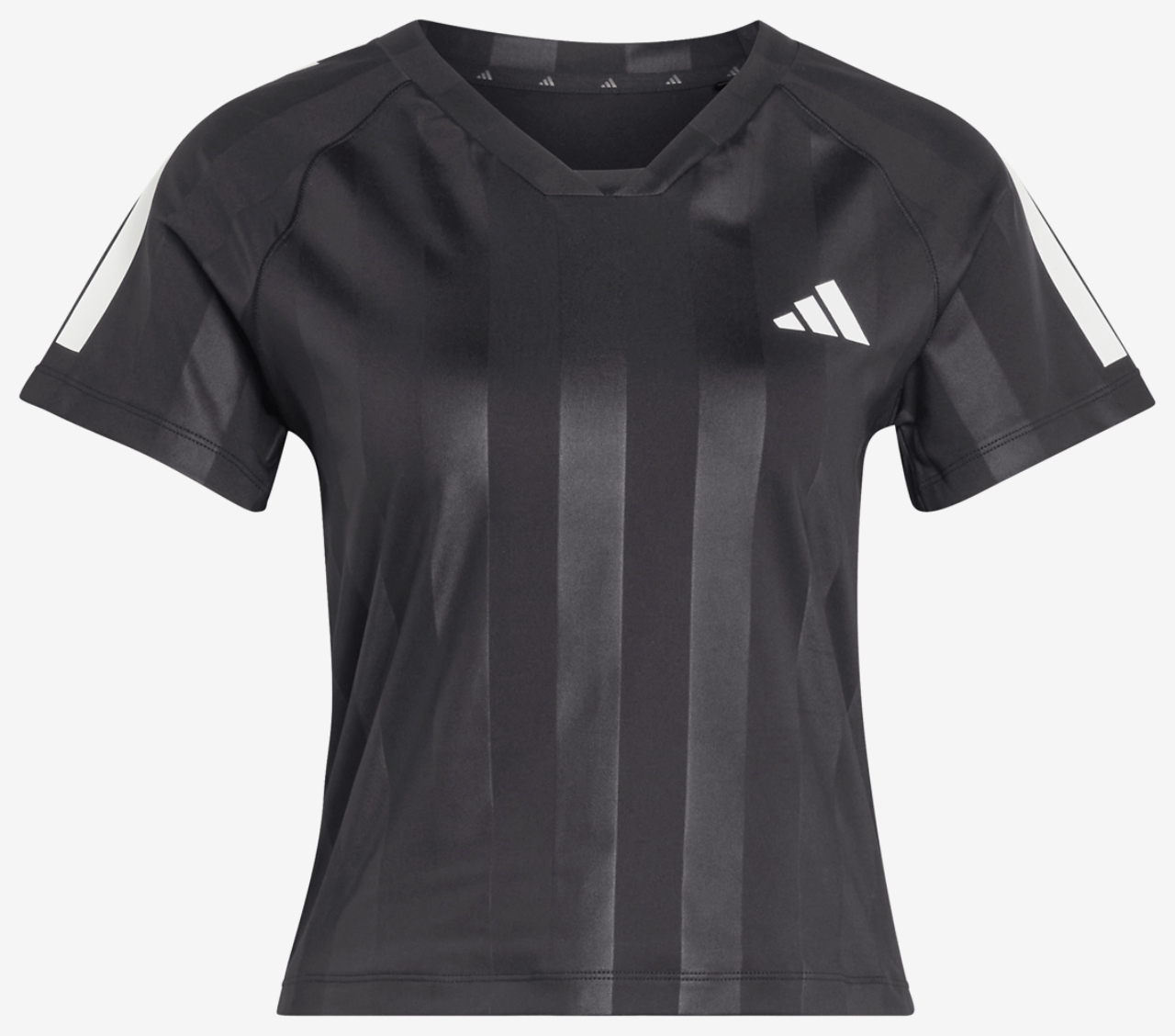 adidas Hyperglam 3-Stripes Emboss Training T-Shirt Image 6 of 6. Tap to open photo gallery.