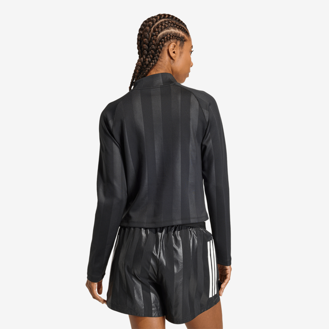 adidas Hyperglam 3-Stripes Emboss 1/4 Zip Cover Up Image 2 of 6. Tap to open photo gallery.