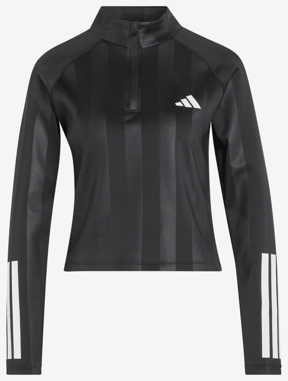 adidas Hyperglam 3-Stripes Emboss 1/4 Zip Cover Up Image 6 of 6. Tap to open photo gallery.