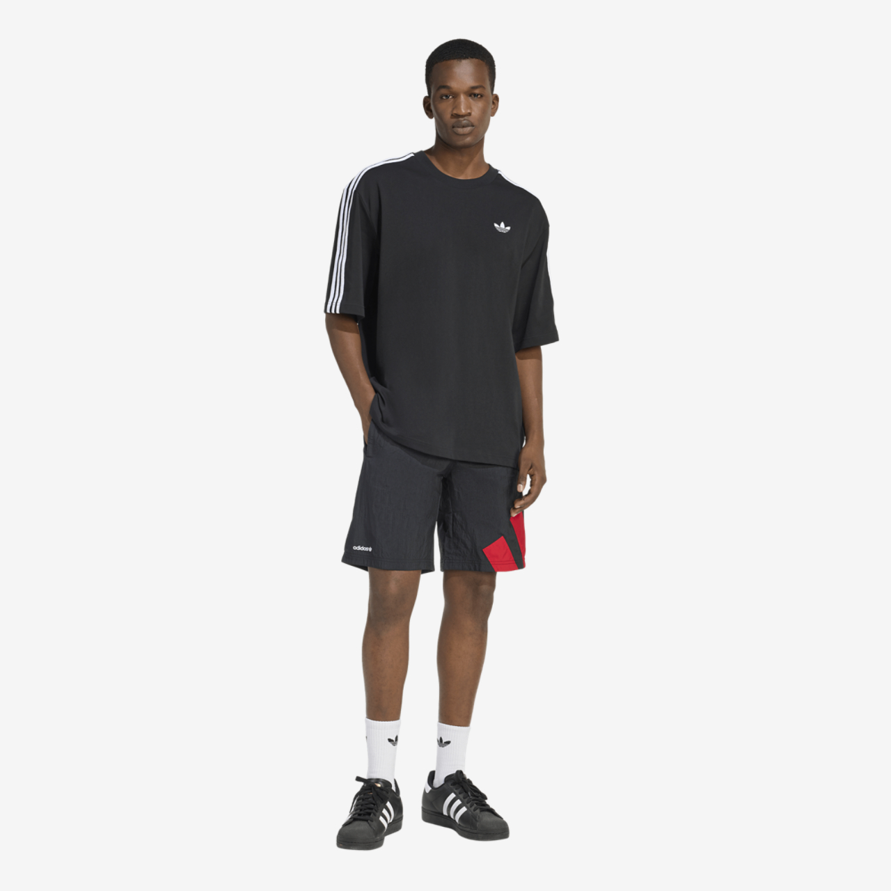 adidas Originals adicolor Blocked 9" Shorts Image 3 of 6. Tap to open photo gallery.