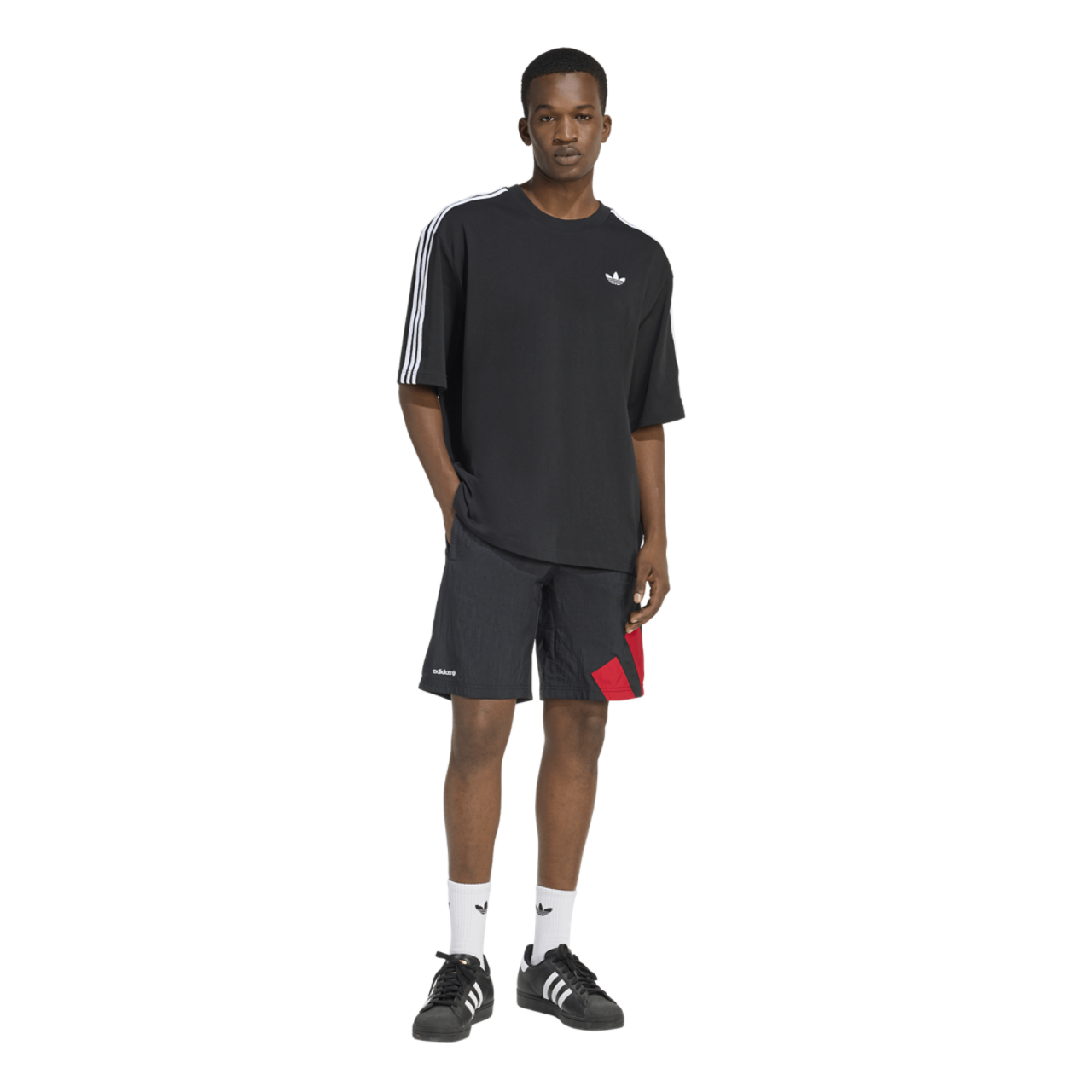 adidas Originals adicolor Blocked 9" Shorts Image 3 of 6. Tap to open photo gallery.
