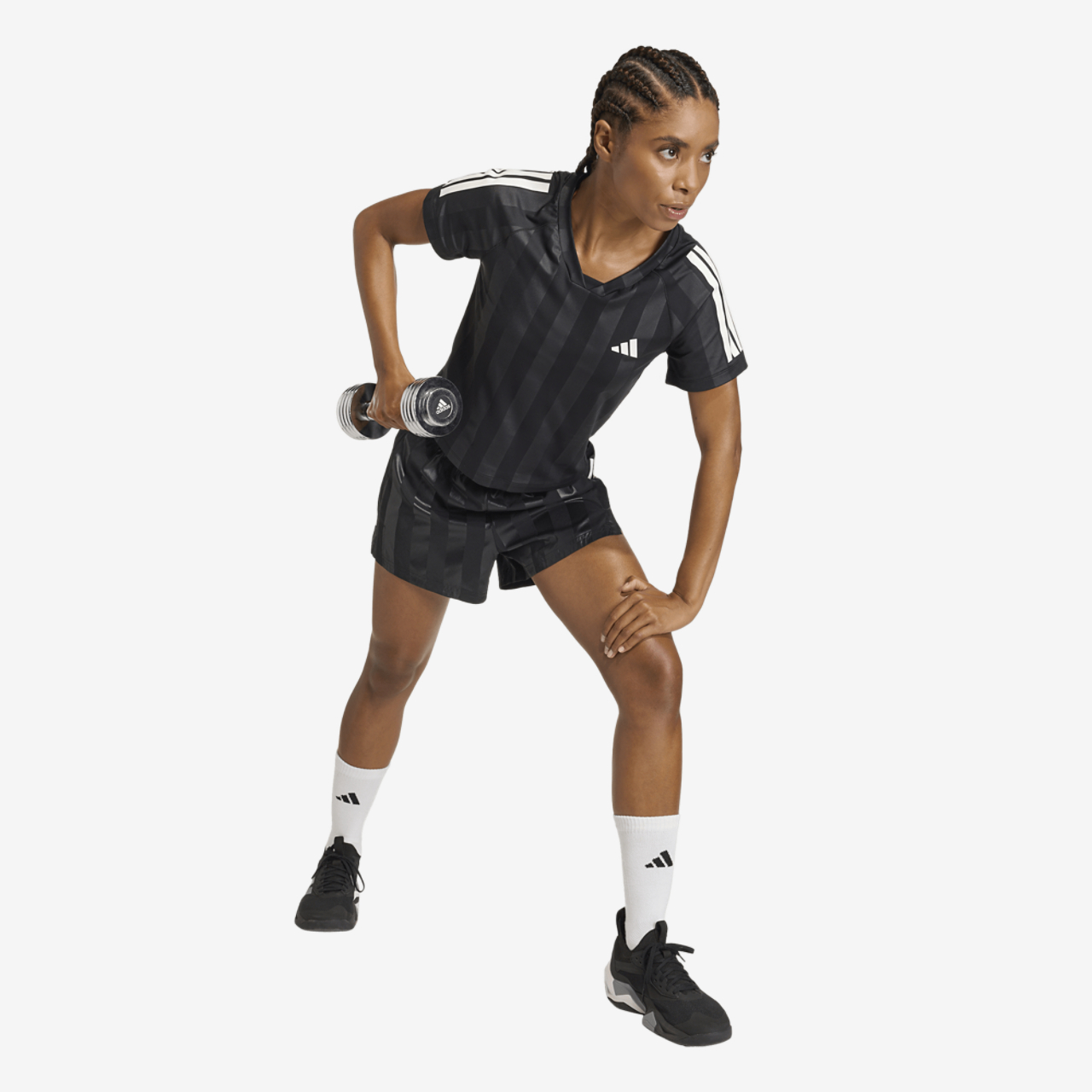 adidas Hyperglam 3-Stripes Emboss Woven Shorts Image 5 of 6. Tap to open photo gallery.