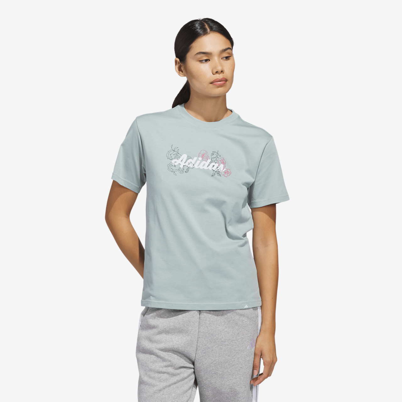 adidas Wester Florals Graphic T-Shirt Image 1 of 6. Tap to open photo gallery.