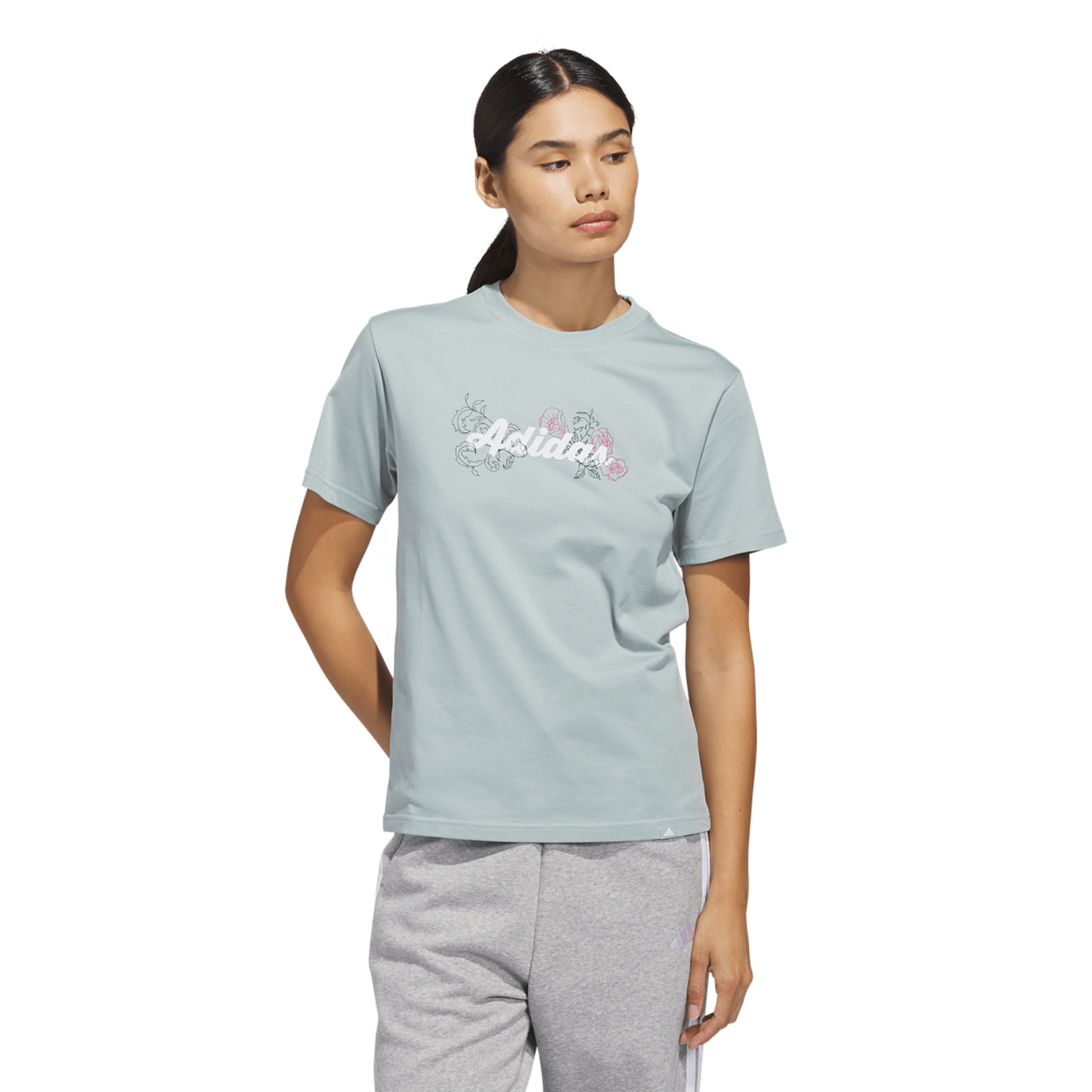 adidas Wester Florals Graphic T-Shirt Image 1 of 6. Tap to open photo gallery.