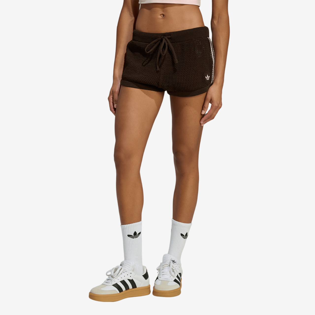 adidas Originals Knitted Crochet Shorts Image 1 of 7. Tap to open photo gallery.