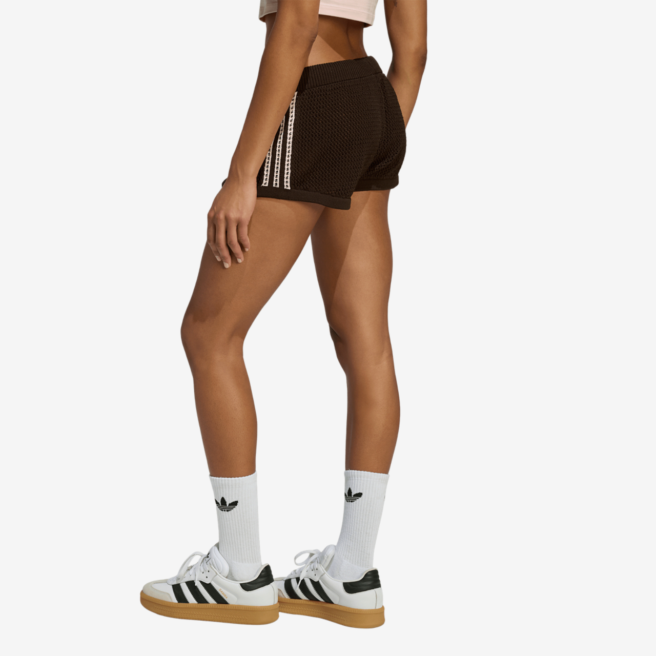 adidas Originals Knitted Crochet Shorts Image 3 of 7. Tap to open photo gallery.