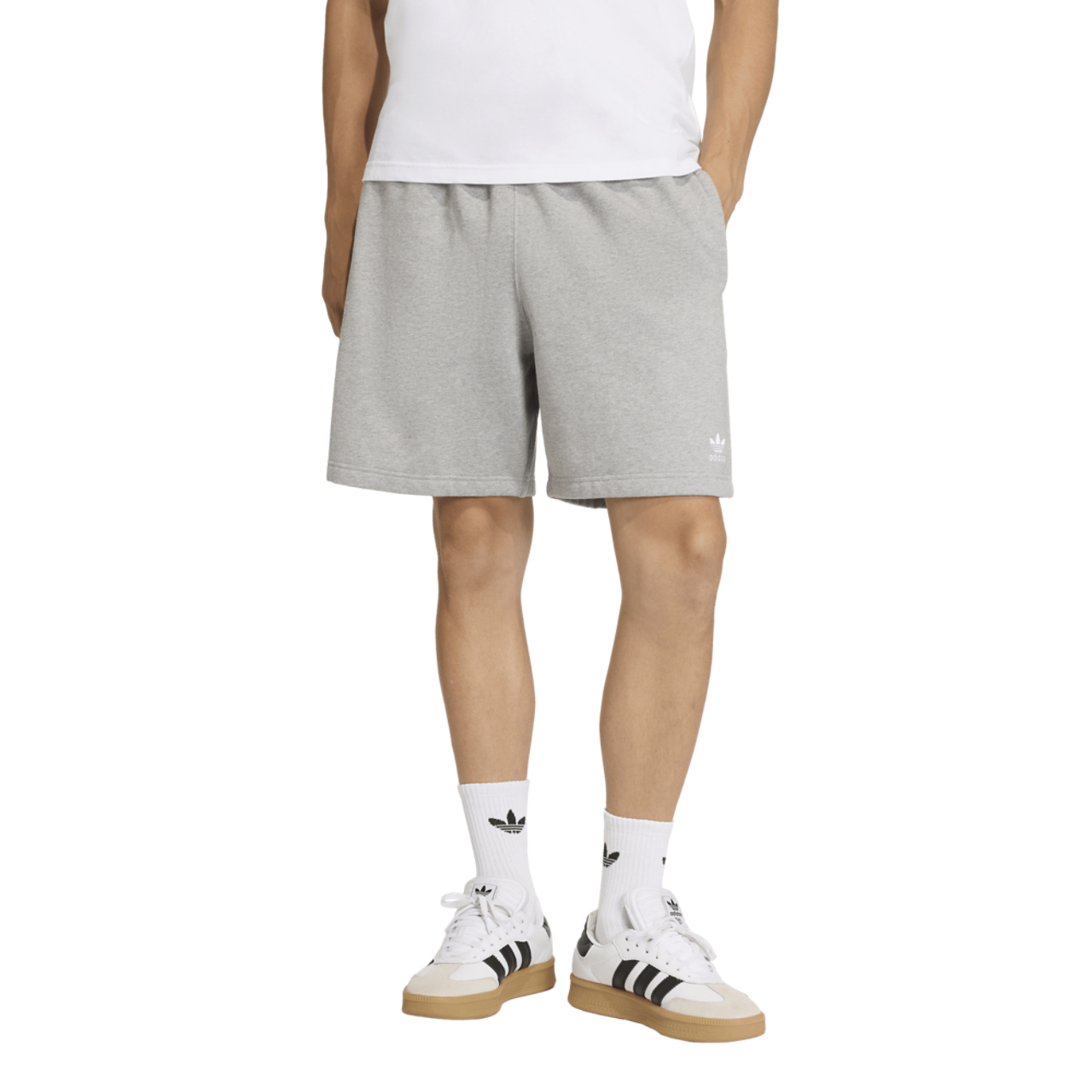 adidas Originals Trefoil Essentials Fleece 7" Shorts Image 1 of 6. Tap to open photo gallery.