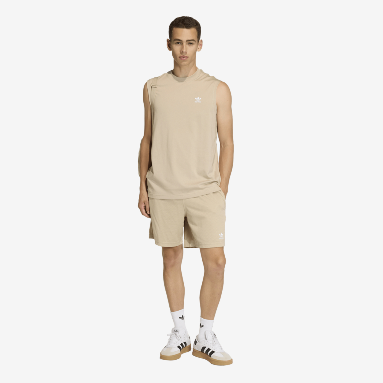 adidas Originals Trefoil Essentials Mesh 9" Shorts Image 3 of 6. Tap to open photo gallery.