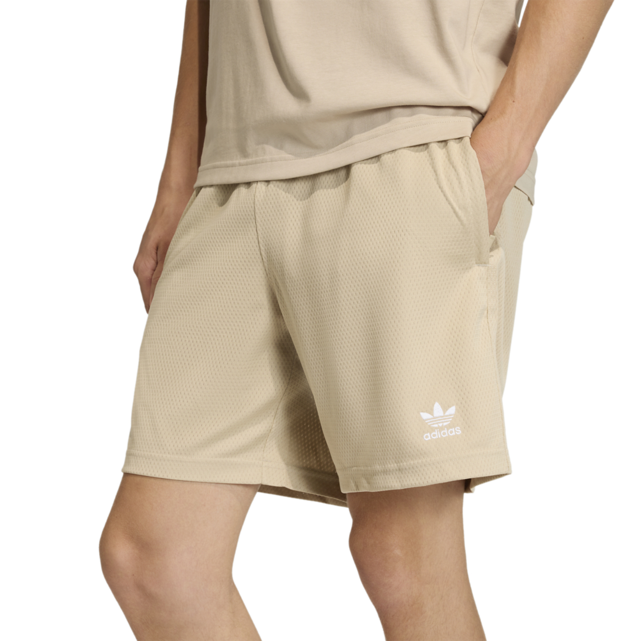 adidas Originals Trefoil Essentials Mesh 9" Shorts Image 4 of 6. Tap to open photo gallery.
