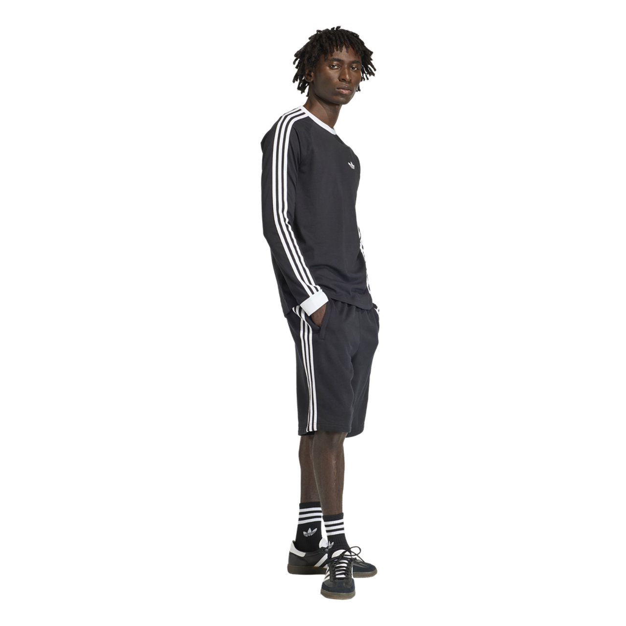 adidas Originals 3 Stripes Long Sleeve T-Shirt Image 6 of 7. Tap to open photo gallery.