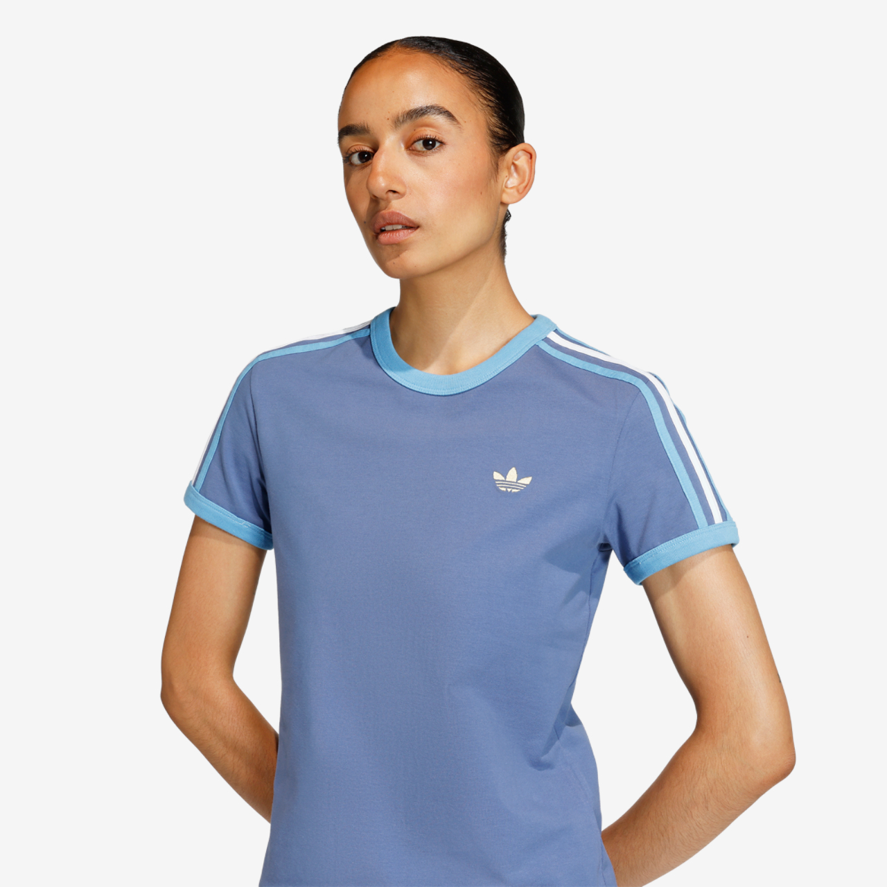 adidas Originals 3-Stripes Slim T-Shirt Image 4 of 6. Tap to open photo gallery.