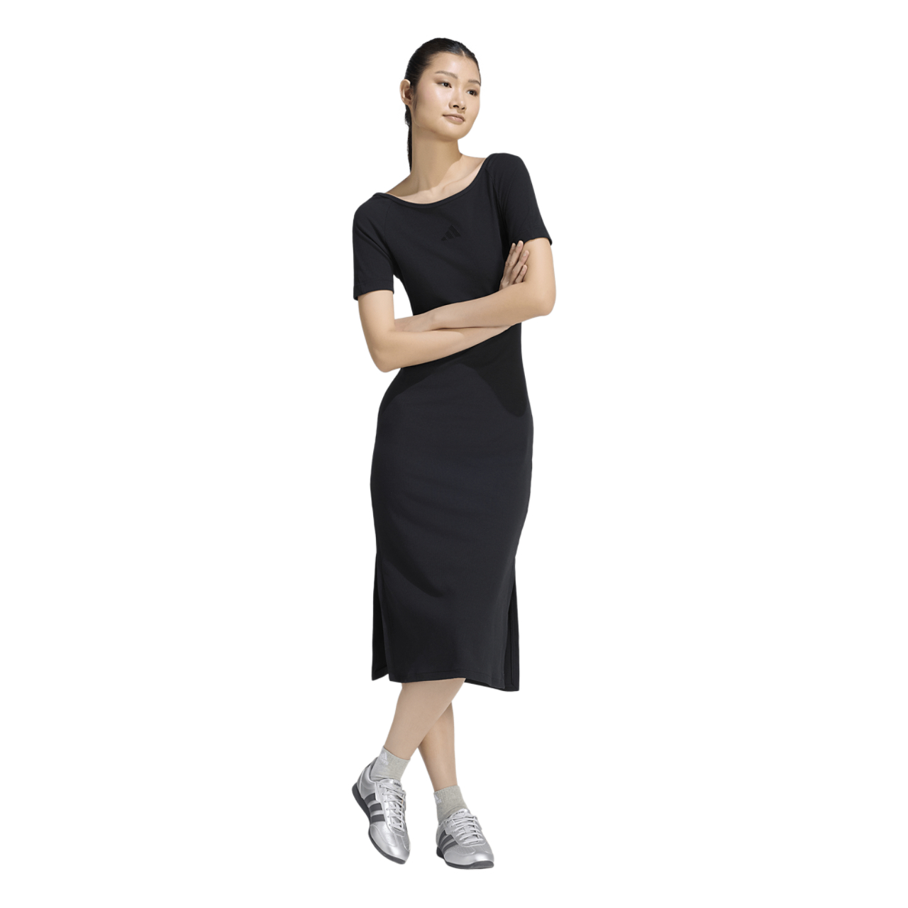 adidas ribbed mini dress adidas Women's Logo Ribbed Dress - Black