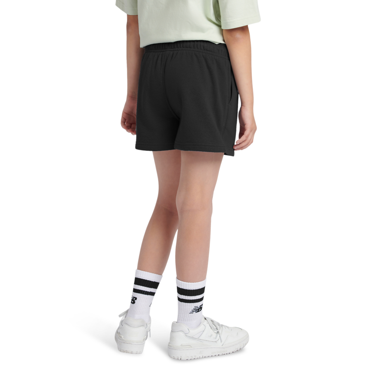 New Balance French Terry Small Logo Shorts Image 2 of 7. Tap to open photo gallery.