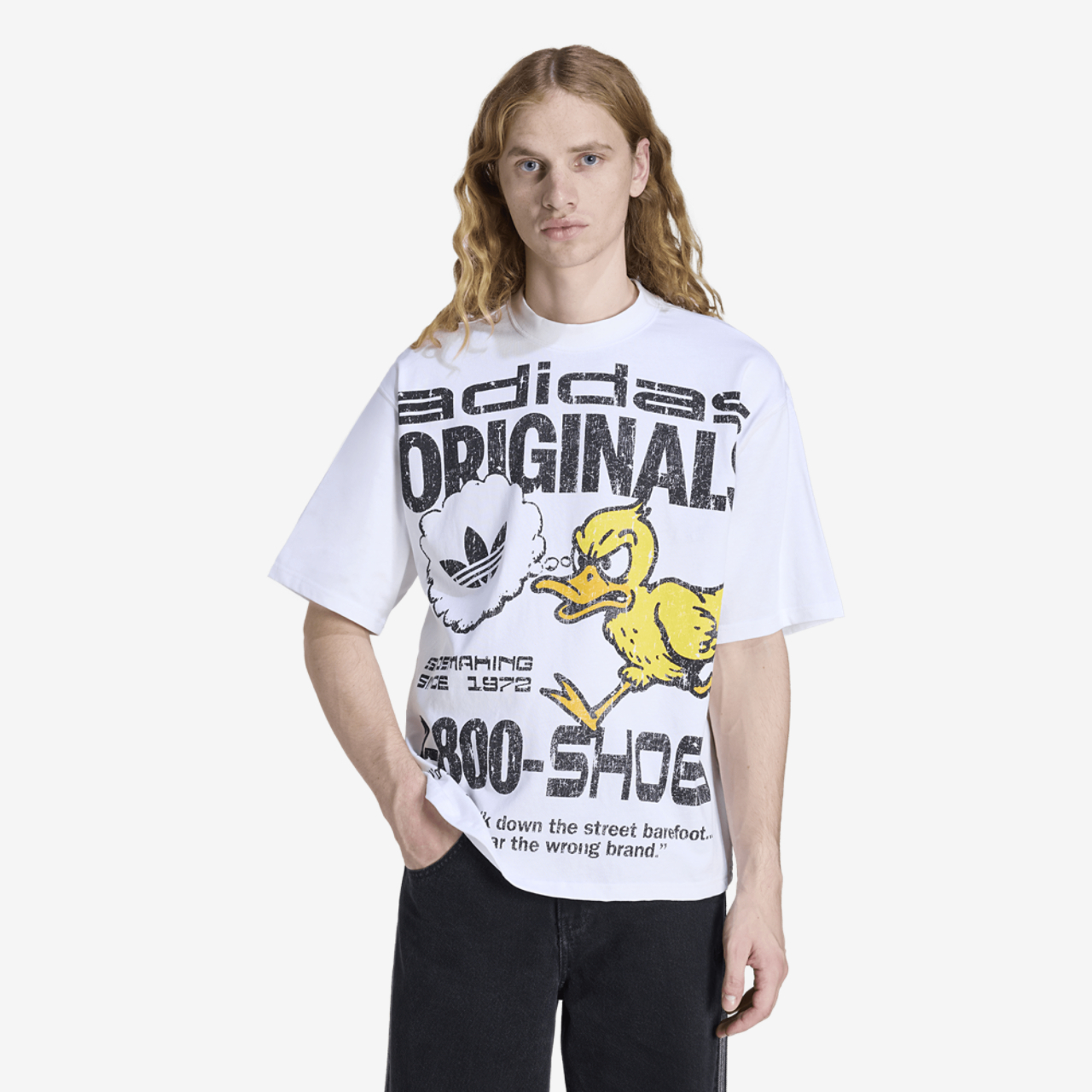 adidas Duck Graphic T-Shirt Image 1 of 5. Tap to open photo gallery.