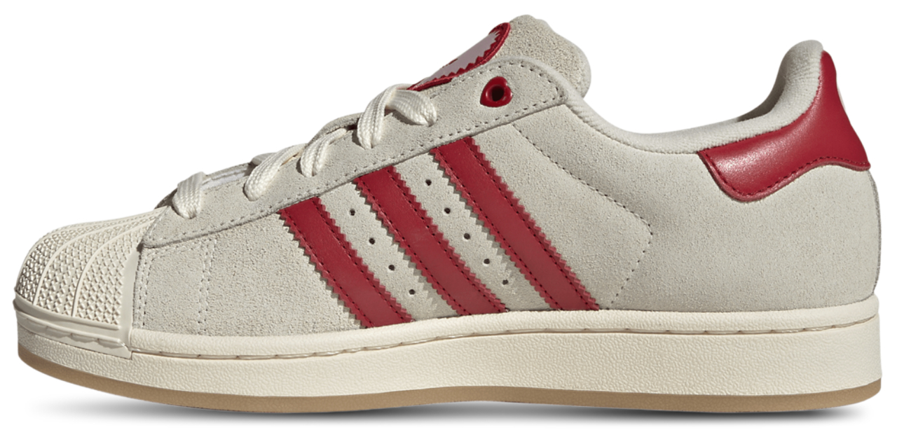 adidas Women's Superstar II Shoes, Size 5.5, Cream White/Better Scarlet/Gum