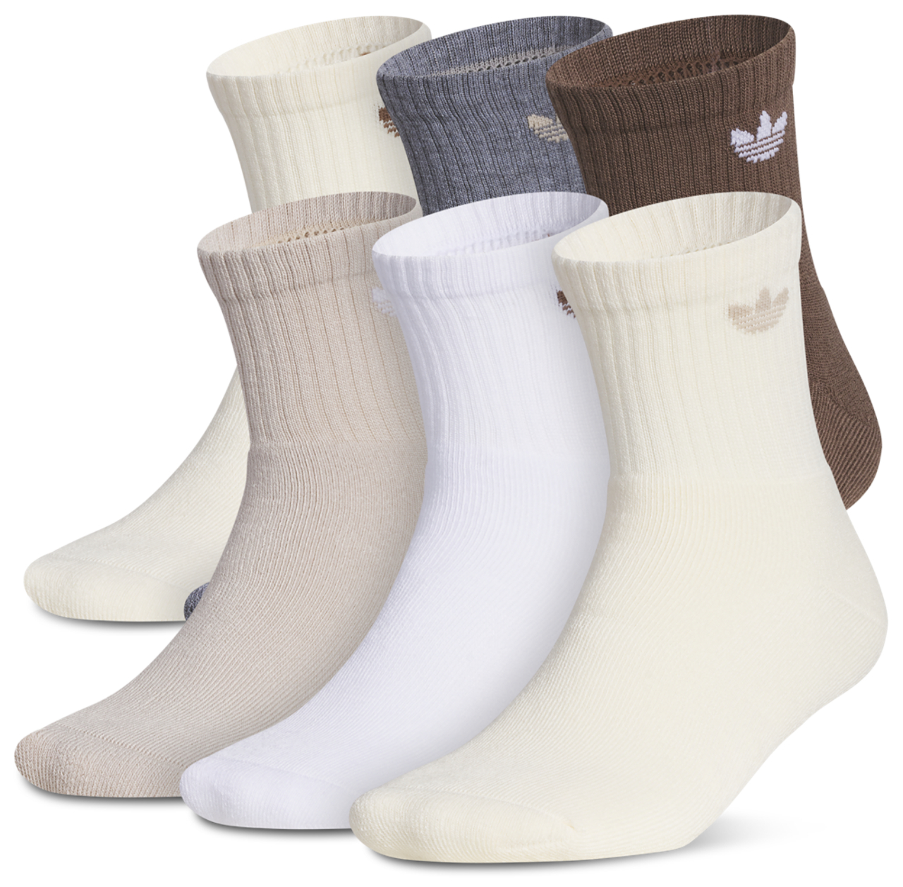 adidas Originals Trefoil 2.0 Cushion 6PK Quarter Socks Image 1 of 1. Tap to open photo gallery.