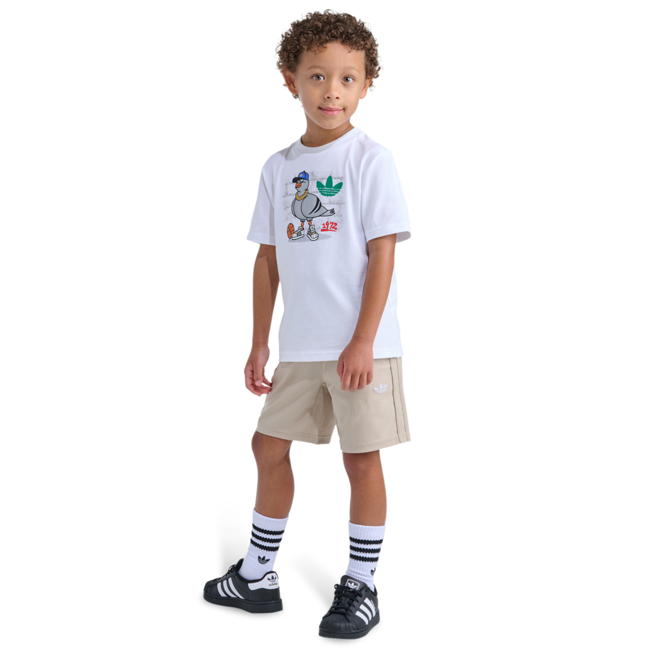 adidas 3 Stripe Woven Shorts & T-Shirt Set Image 3 of 6. Tap to open photo gallery.