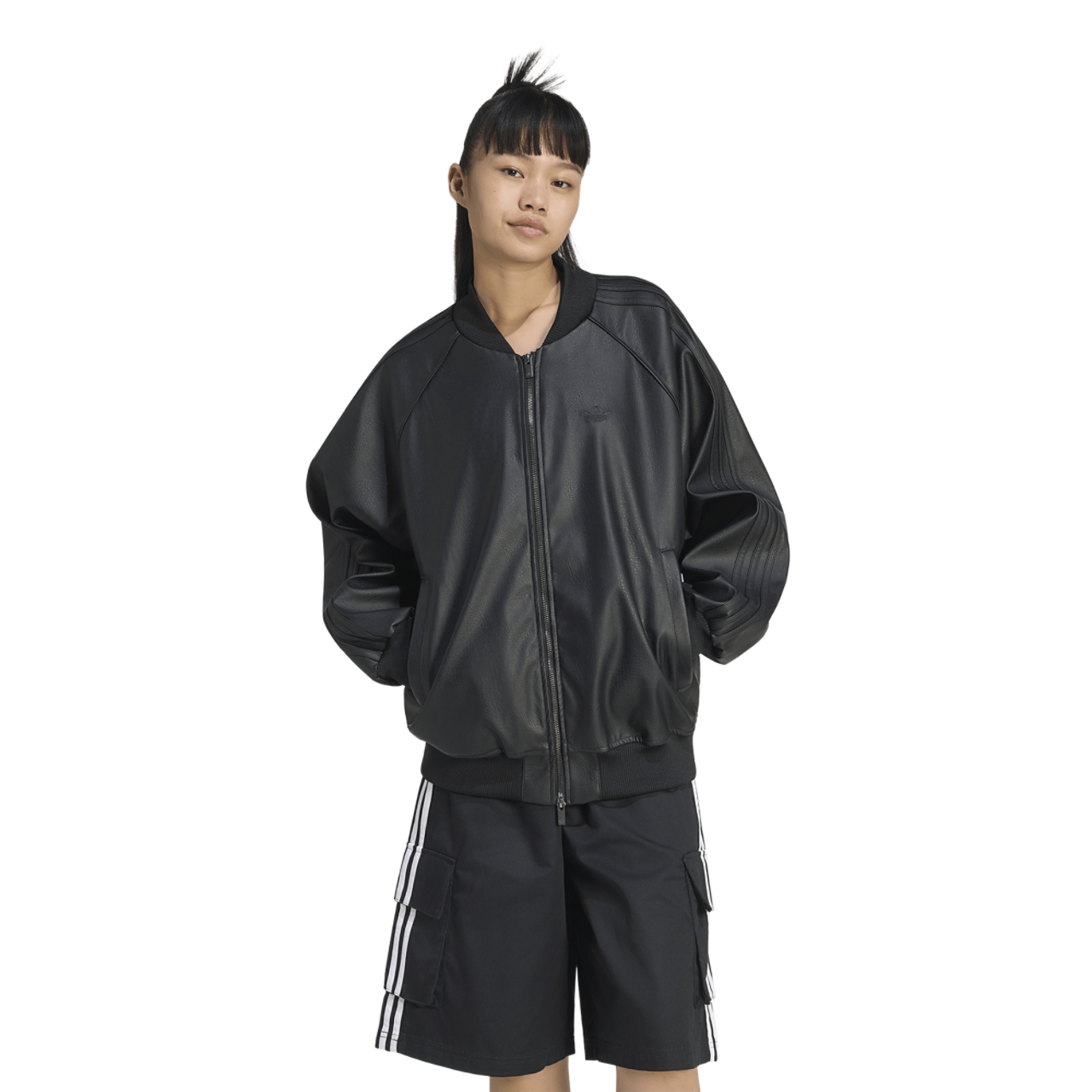 adidas Originals Pleather SST Oversized Track Top - Women's | Foot